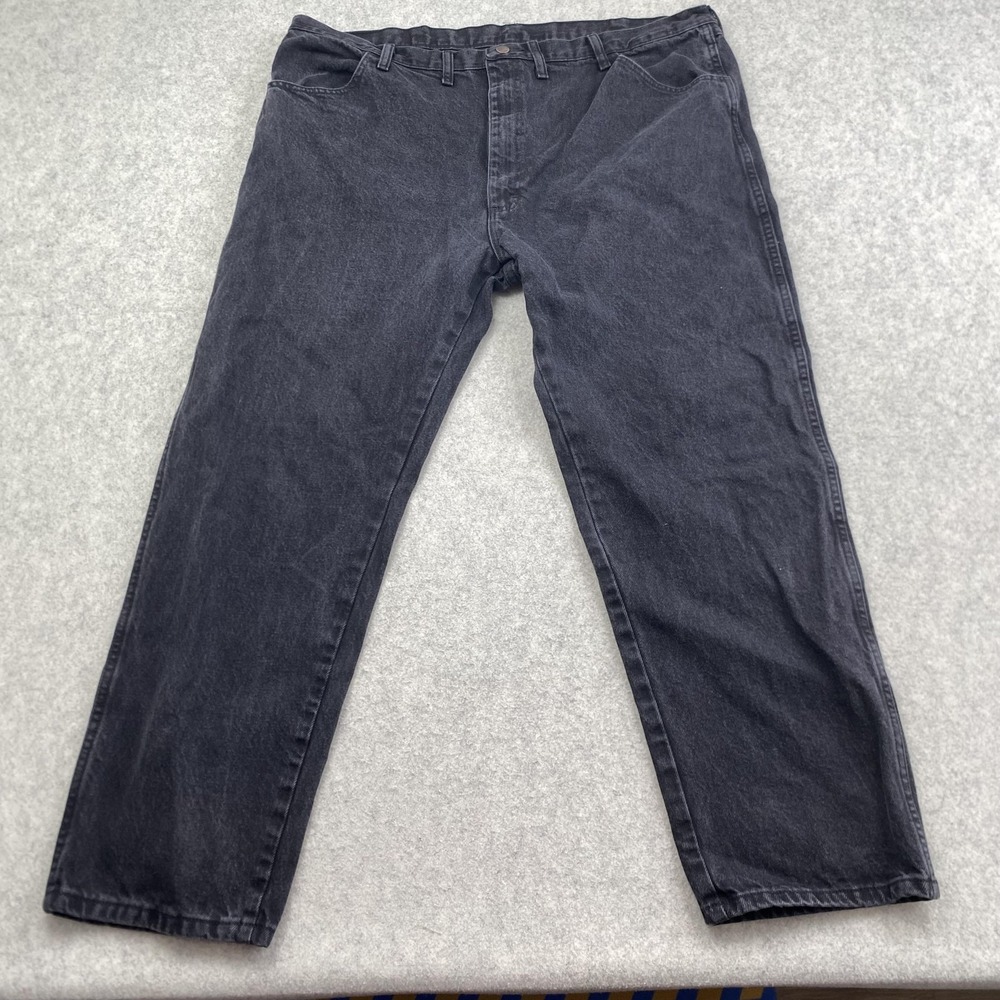 Rustler Jeans Mens 44x30 (42x28) Black Charcoal Wash Relaxed Straight Pants